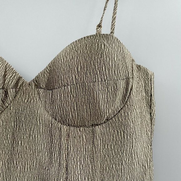 Bardot REVOLVE Golden Shimmer Dress Mini Sheath Cocktail Formal Prom sz M (8-10) - Picture 3 of 8